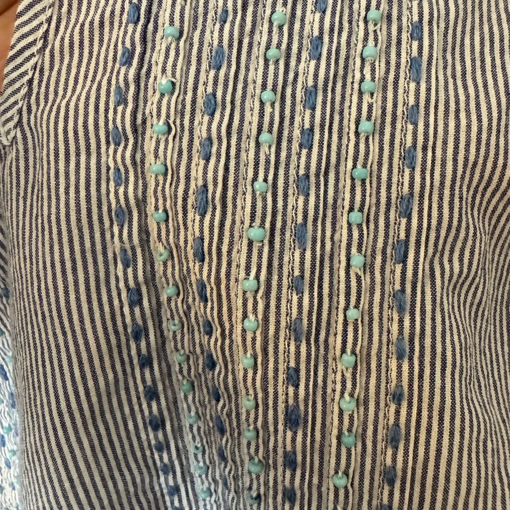Talbots striped tank top with embroidery and beads size XL - Picture 6 of 6